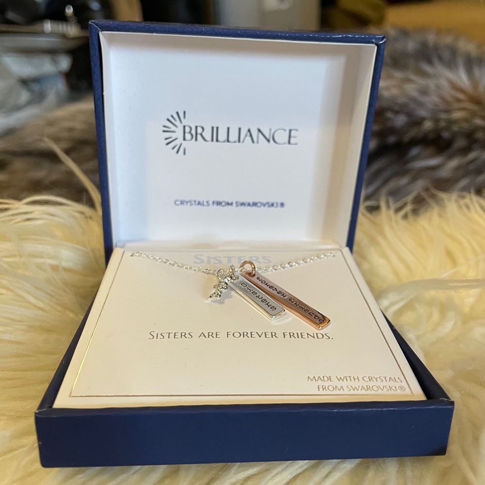 Two-Tone Pendant Necklace with Swarovski Crystals